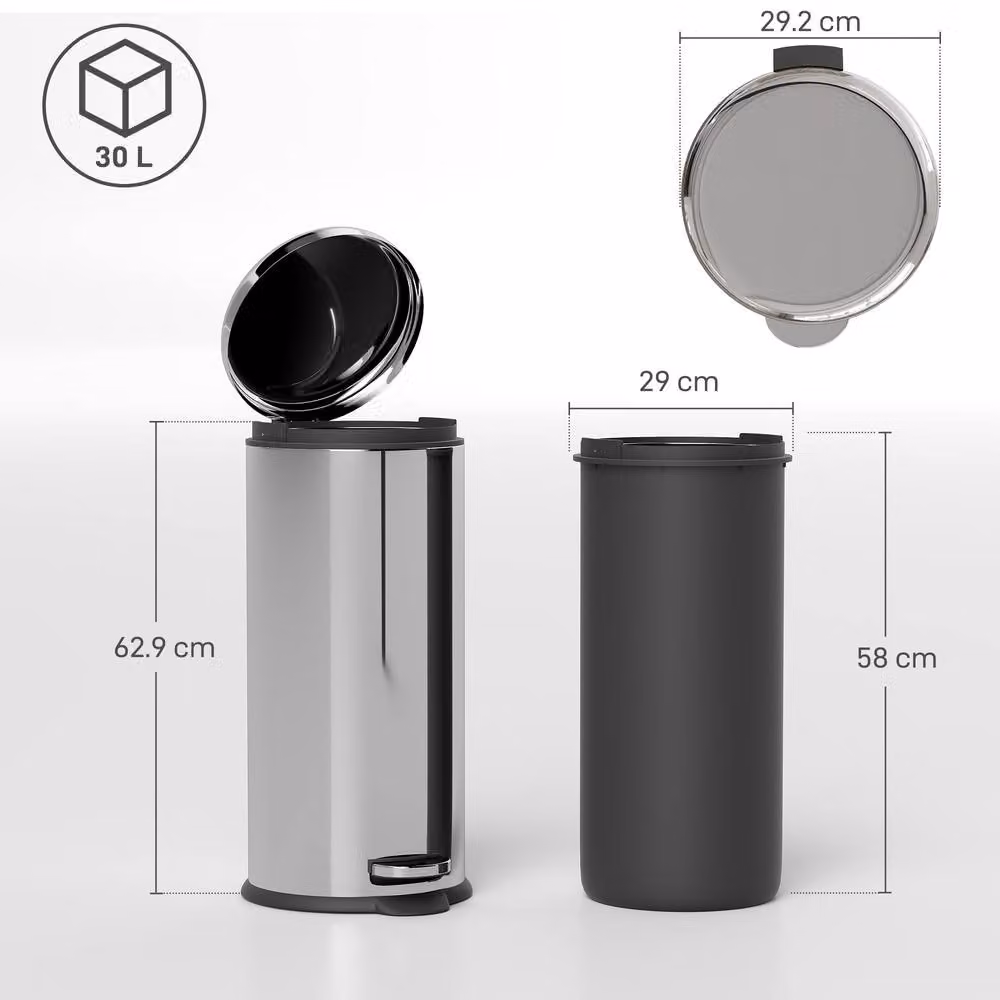 STILVORA 30 L Silver Pedal Bin – 3