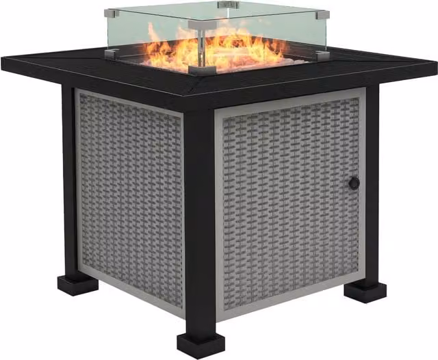 Rolipo Grey Gas Fire Pit Table, W/D/H: 81 x 81 x 64 cm