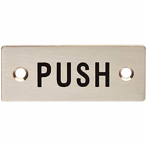 Loops Rectangular Door Push Sign, Satin Stainless Steel, Silver, W: 7.5 cm, H: 3.0 cm