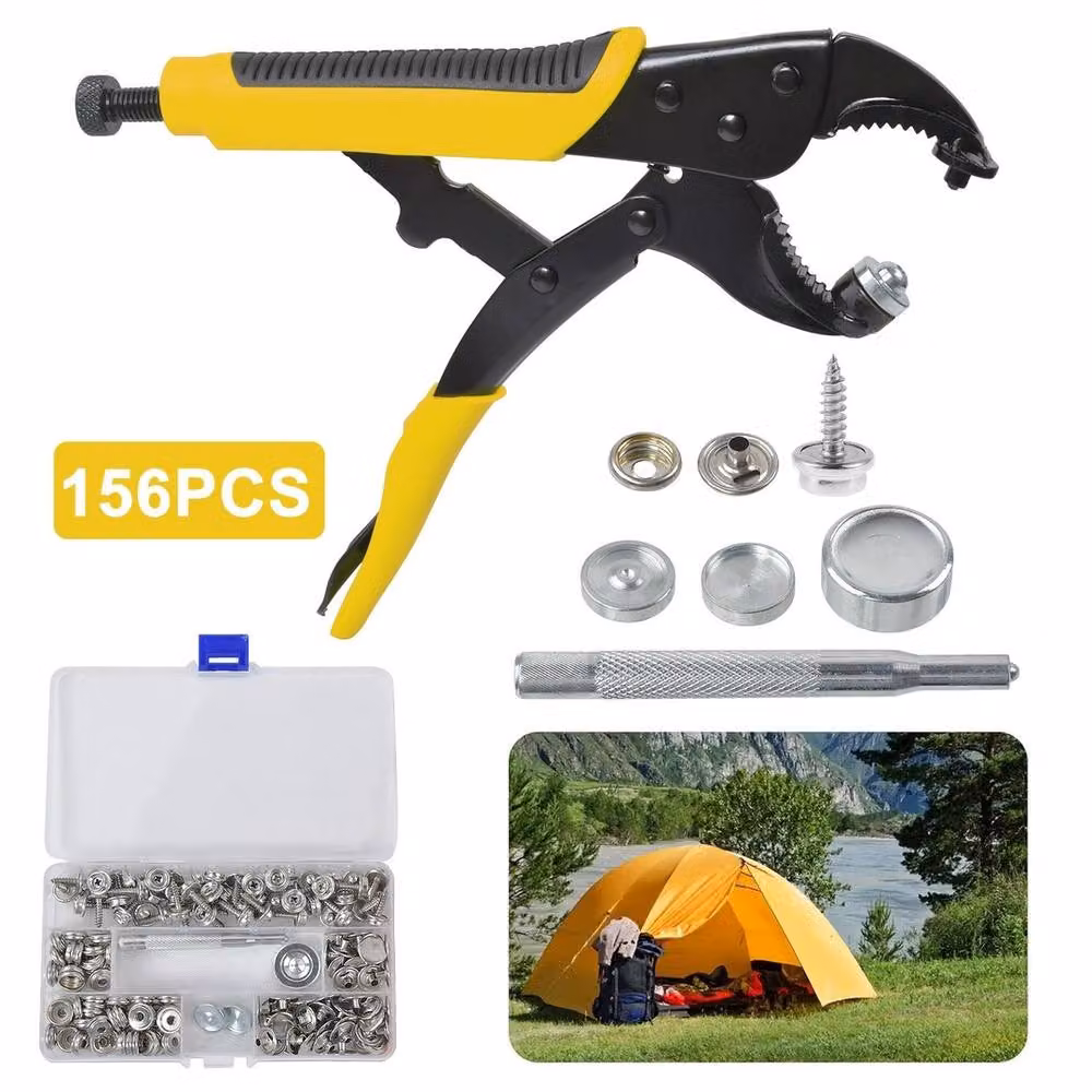 Kelvenix 156-Piece Heavy Duty Snap Fasteners and Pliers Kit in Yellow – 3
