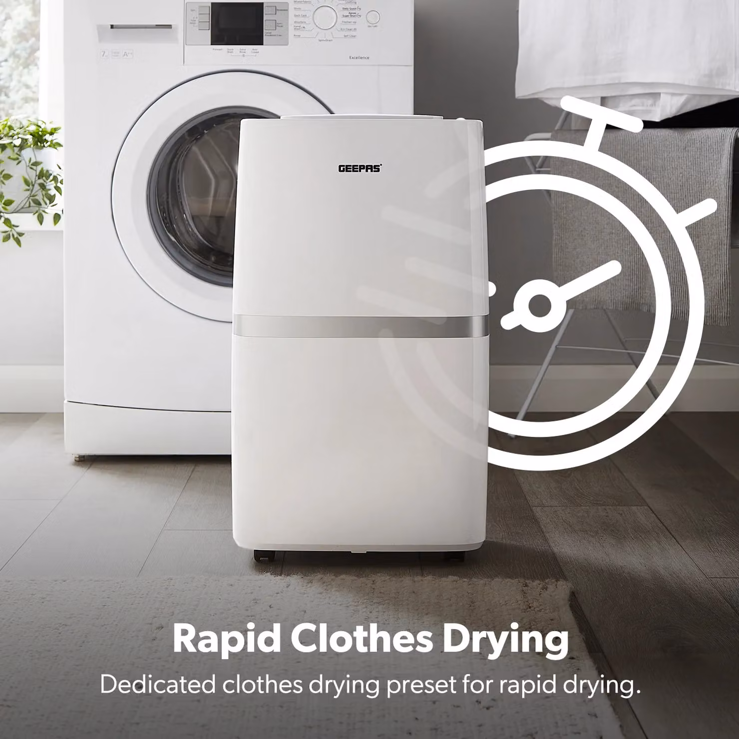 Geepas 20L Dehumidifier in White with Continuous Drainage and 24H Timer – 3