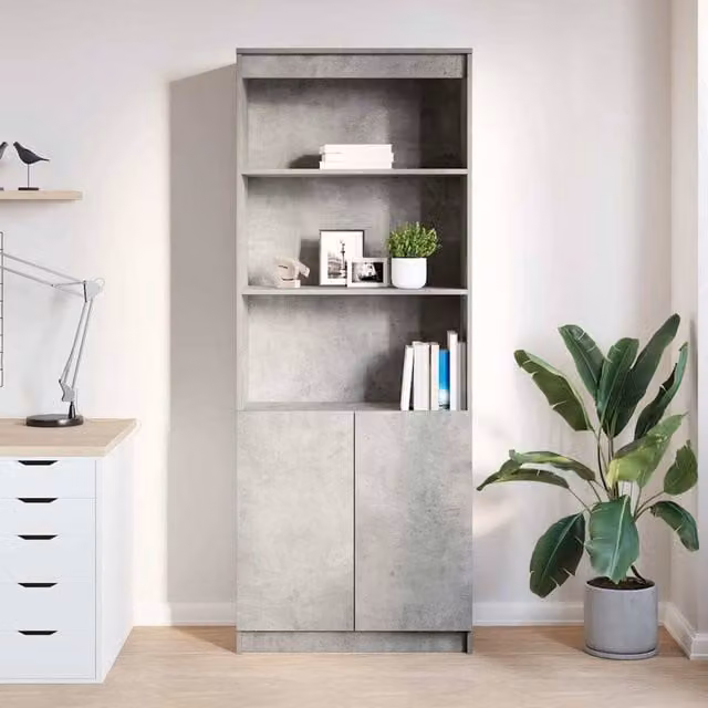 Berkfield Home Modern Highboard in Concrete Grey, W/D/H: 70 x 35 x 180 cm