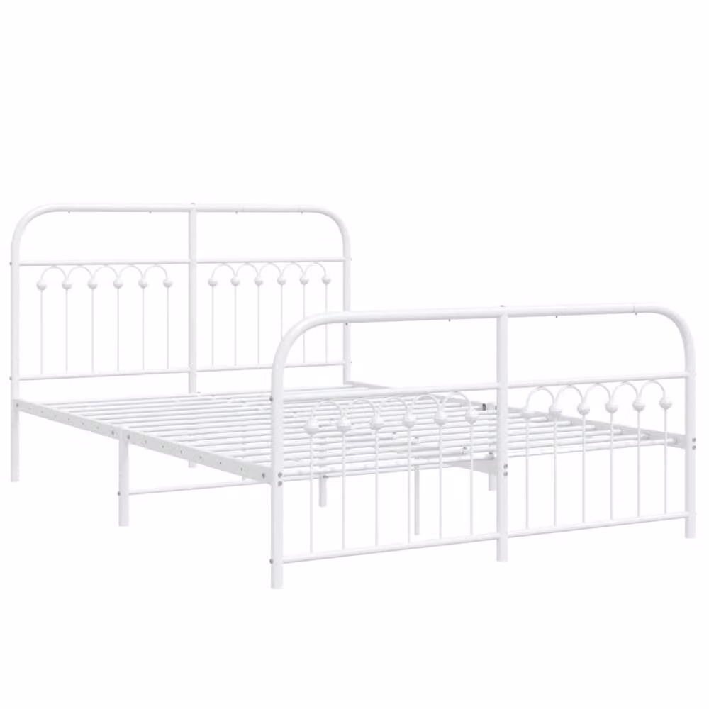 Berkfield Home Metal Bed Frame with Footboard, White, W: 140 cm, L: 200 cm – 3