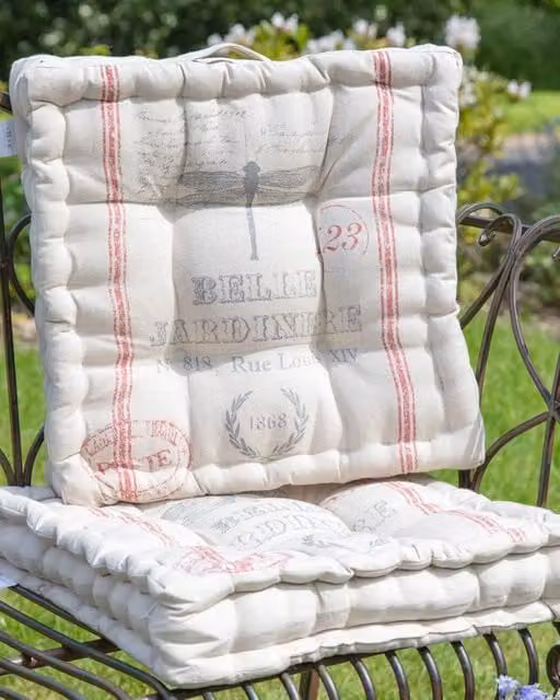 Dibor Set of 2 Vintage Style Square Garden Box Chair Seat Pads in Grey, W 40 cm x D 40 cm