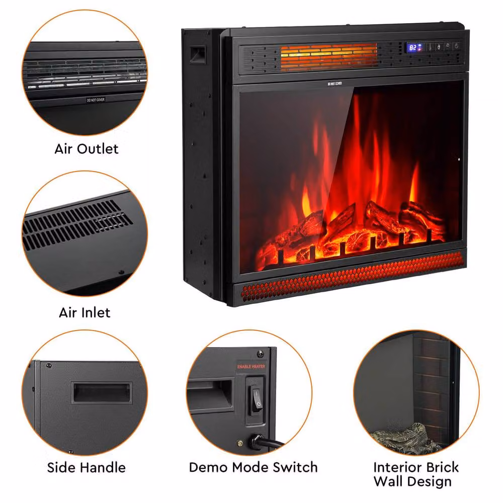 CASART Electric Fireplace Insert Infrared Heater with Remote Control, Black – 10
