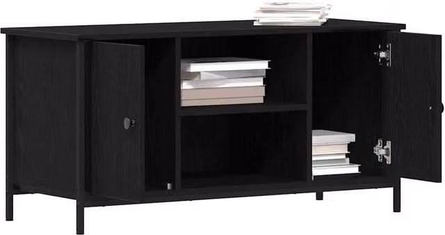 Berkfield Home TV Cabinet in Black Oak, W/D/H: 100 x 40 x 50 cm – 1