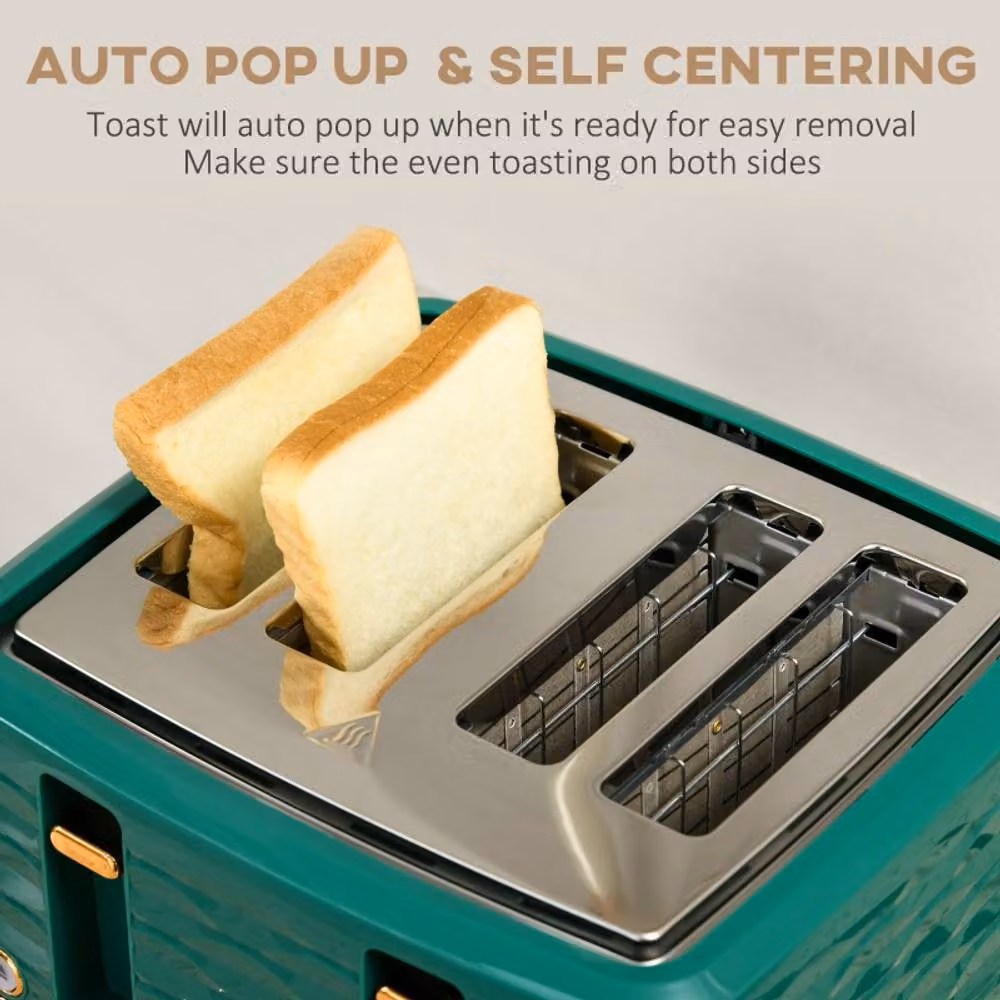 Rolipo Green Kettle and 4 Slice Toaster Set with 3000W Rapid Boil Kettle – 5