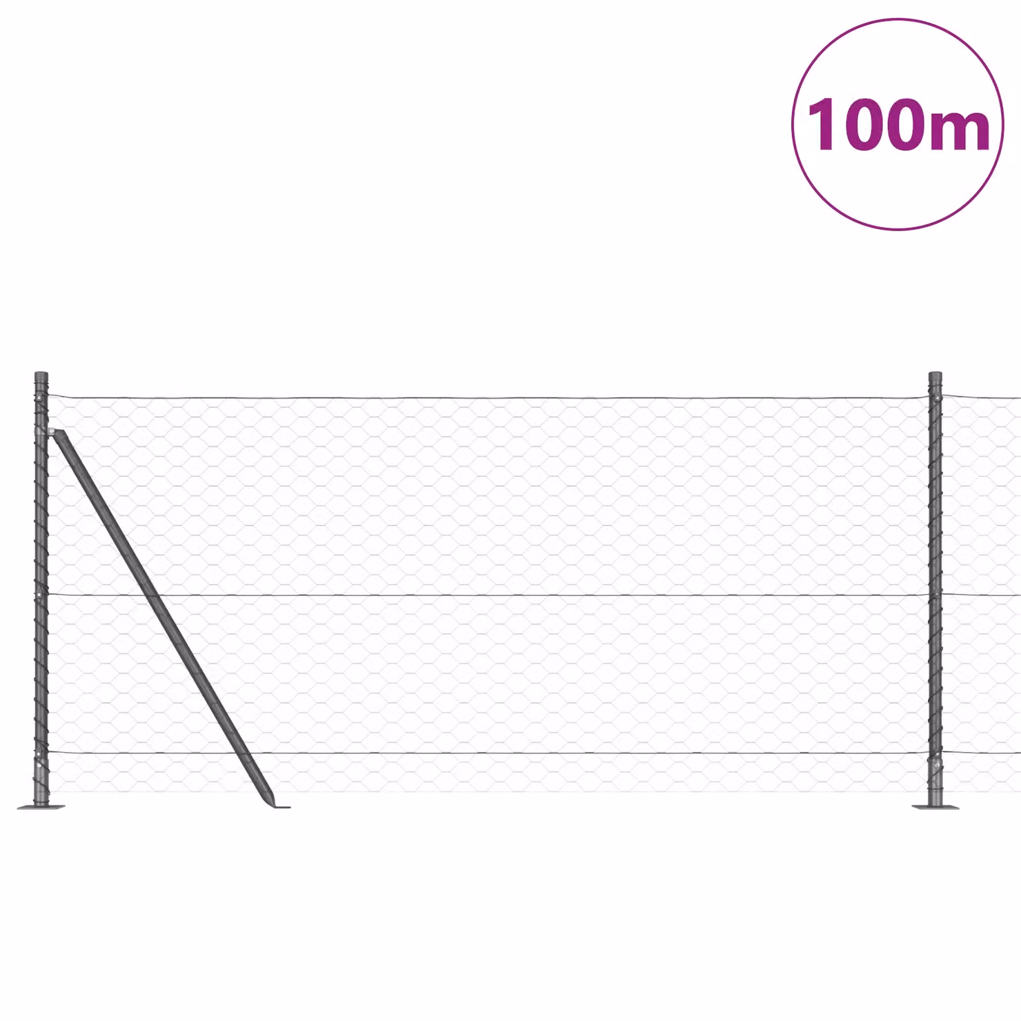 Berkfield Home Grey Powder-Coated Steel Hexagon Fence, H: 80 cm x L: 100 m – 1