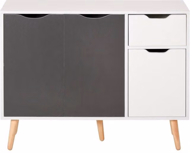 Kelvenix White Matt Storage Cabinet Sideboard with Drawer