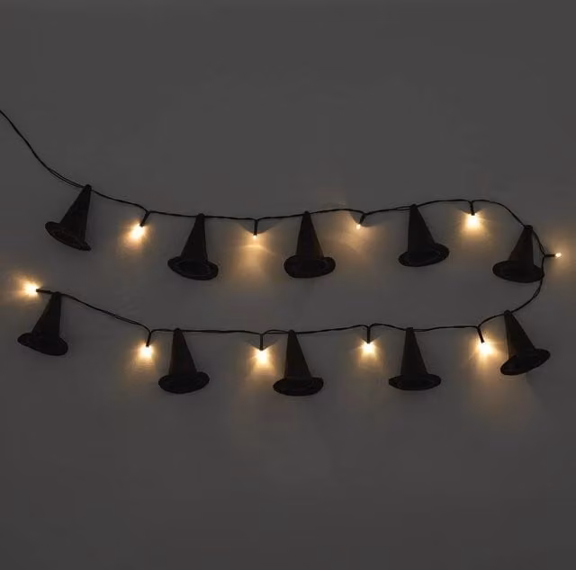 OHS Halloween Witch String Lights with 10 Warm White LED Bulbs in Black – 1