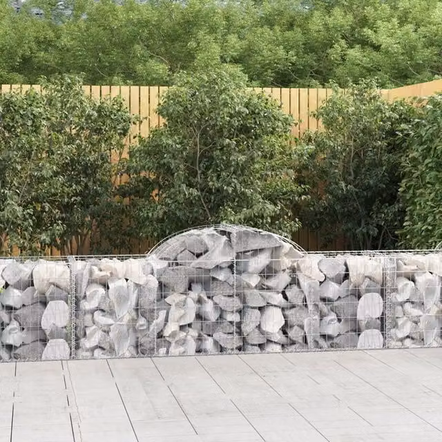 Berkfield Home Arched Gabion Baskets, 13 Piece Set, Silver Galvanised Steel, W: 200 cm, D: 50 cm, H: 60-80 cm – 1