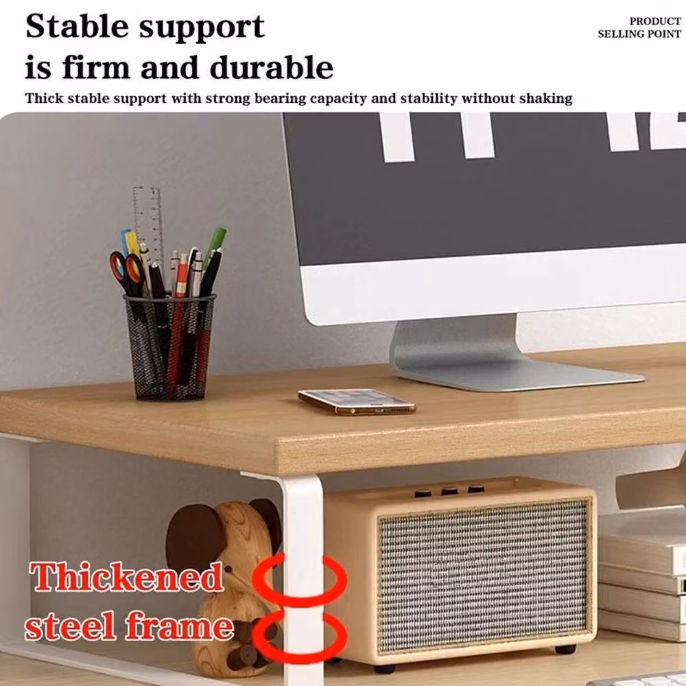EONLION White and Sand Wood Desktop Monitor Stand Screen Riser Shelf, Width: 100 cm – 2