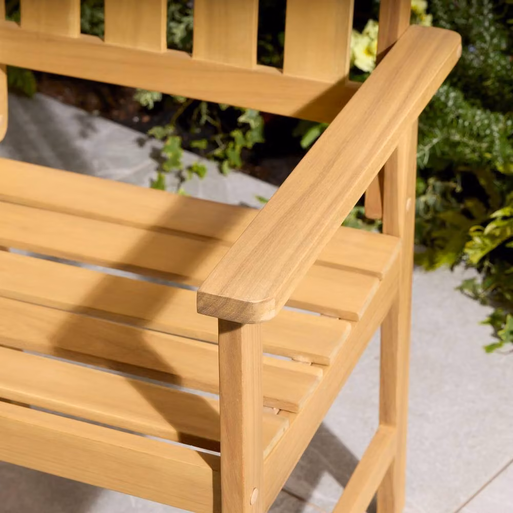 Rowlinsons Brighton Companion Seat in Brown Wood with Solid Wood Frame, W162 x D68 x H97 cm – 3