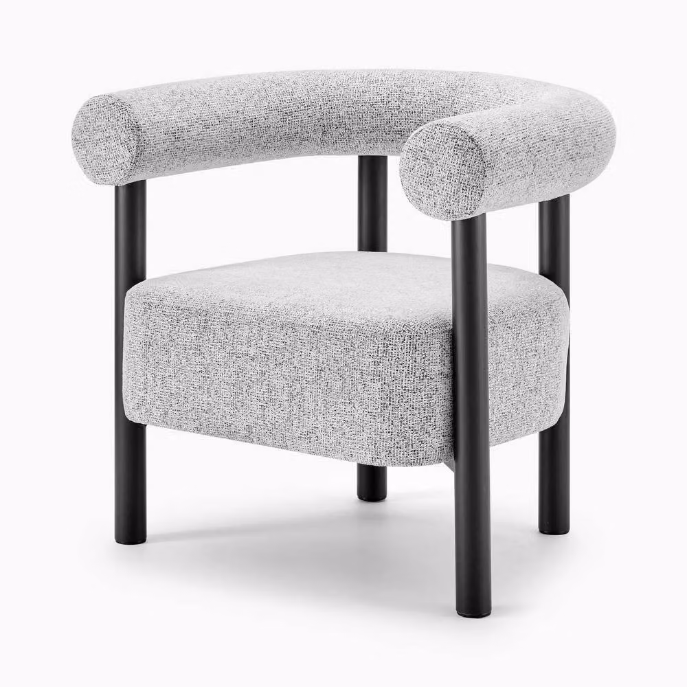 FurnitureboxUK Mirabel Mid-Century Fabric Accent Tub Chair in Grey and Black – 2