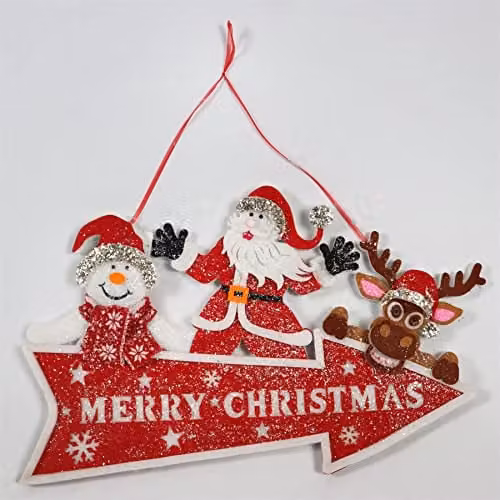Shatchi Red Christmas Arrow Plaque Hanging Decoration W: 70 cm, H: 42 cm – 2