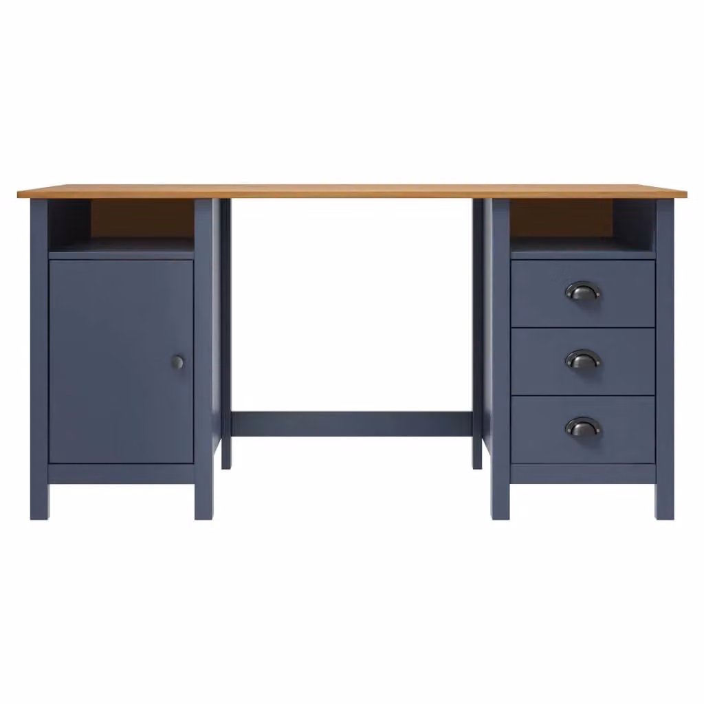 Berkfield Home Hill Writing Desk in Grey Solid Pine Wood, W: 150 cm, D: 50 cm, H: 74 cm – 2