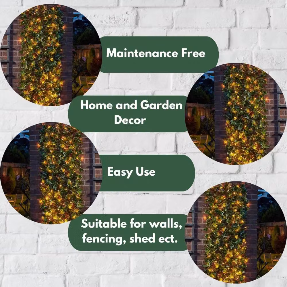 Marco Paul Solar Artificial Ivy Flower Wall in Green, 180 cm Height – 4