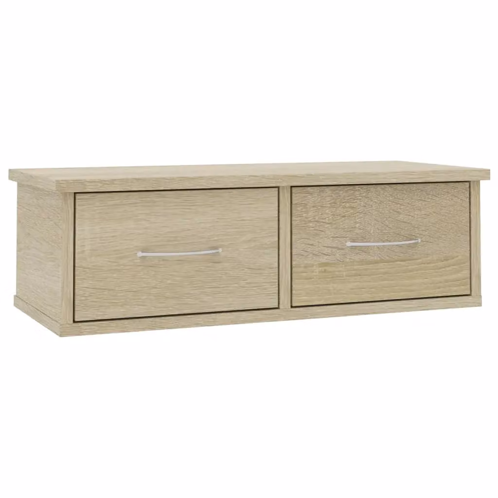Berkfield Home Wall-mounted Drawer Shelf in Sonoma Oak, Brown, W/D/H: 60 x 26 x 18.5 cm – 2