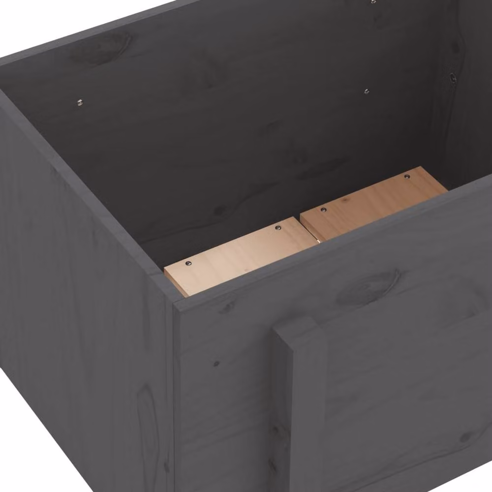 Berkfield Home Grey Solid Wood Pine Garden Planter Tub W: 62 cm, D: 50 cm, H: 57 cm – 4