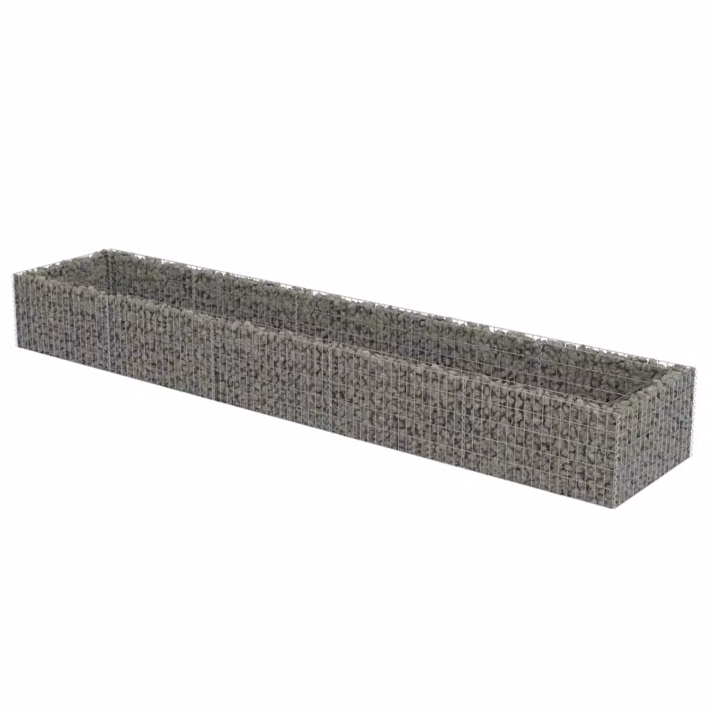 Berkfield Home Silver Galvanised Steel Wire Mesh Stone Gabion Raised Bed W/D/H: 450 x 90 x 50 cm – 2