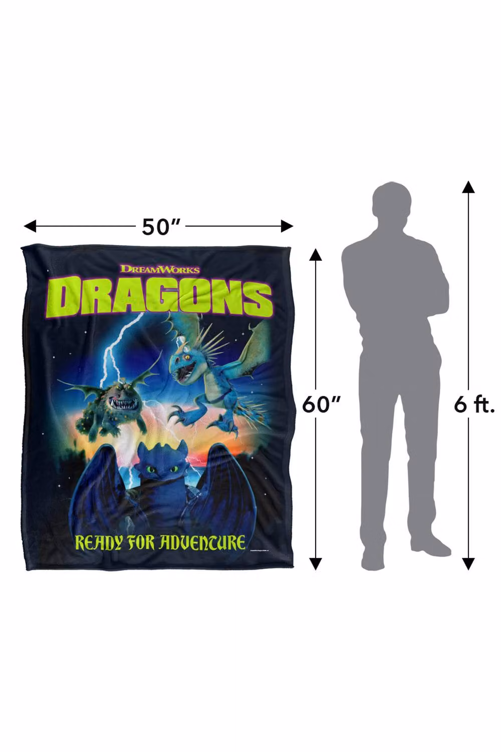 Trevco Toothless and Dragons Adventure Poster Super Soft Fleece Throw Blanket, Multicolour, W: 152 cm, D: 127 cm – 8