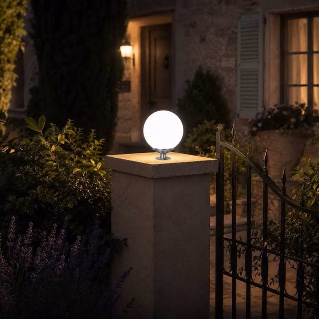 GWSOLAR Multicolour Solar Garden Sphere Light with Remote and Timer, White, Diameter: 25 cm – 1