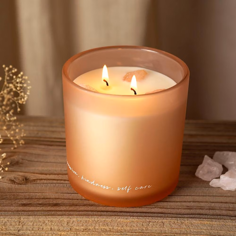 Serenity Pink Quartz Crystal Infused Candle with Fresh Woody Scent – 2