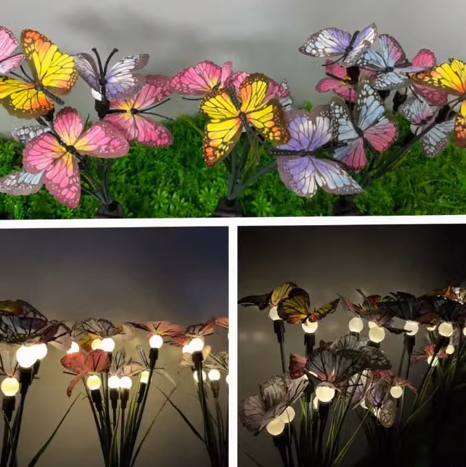 Leaper Solar Powered Waterproof Simulated Silk Cloth Butterfly Decorative LED Outdoor Garden Lamp in Black – 3