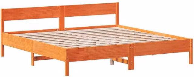 Berkfield Home Beautiful Super King Bed Frame in Waxed Brown Solid Pine, W/D/H: 180 x 200 x 71.5 cm – 1