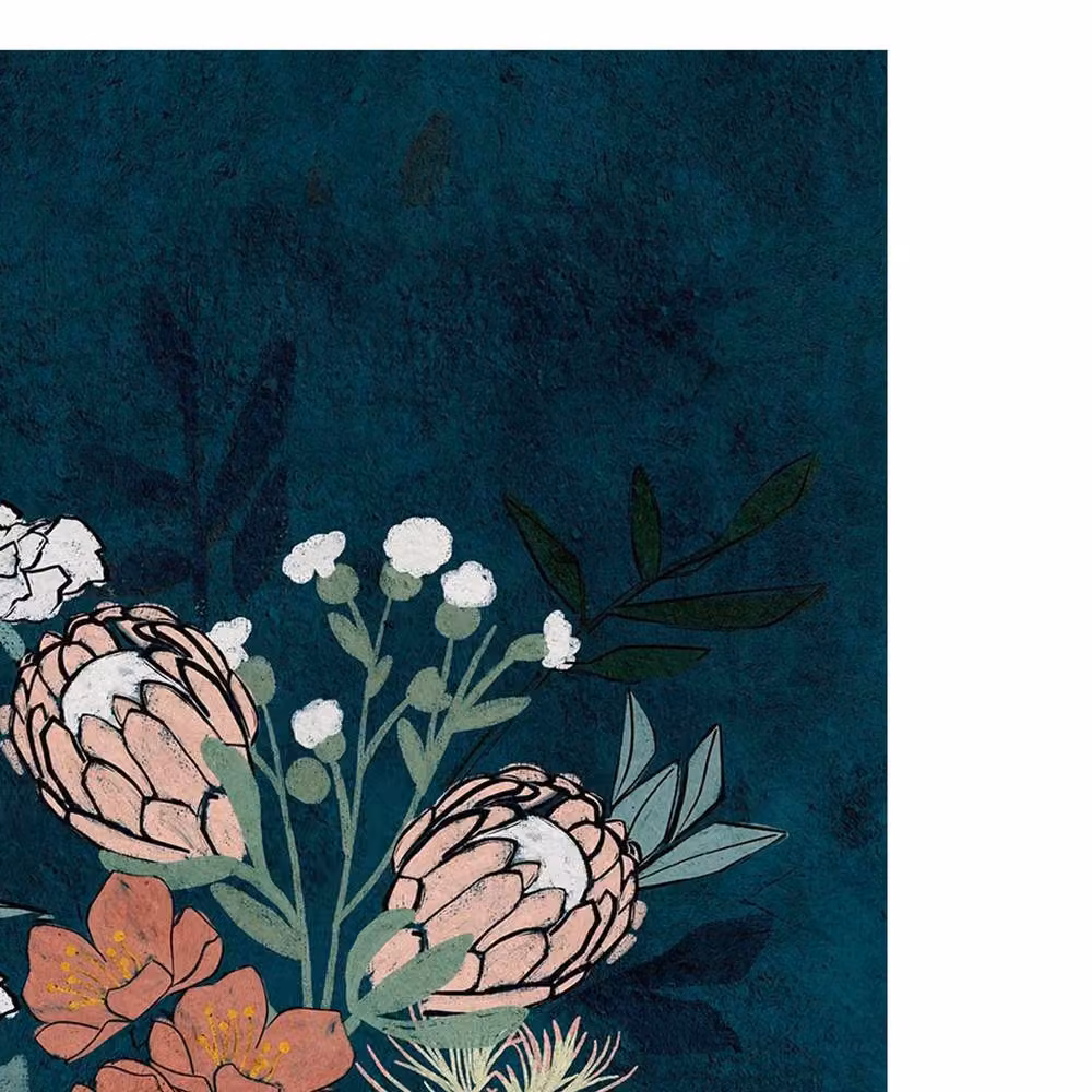 Erum Khalili Moody Floral I Multicolour Botanical Paper Poster Illustration – 2