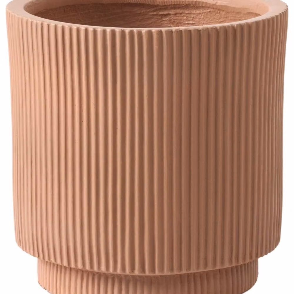 Wyld and Coco Taupe Fibre Clay Planter, Brown, Height: 37 cm – 2