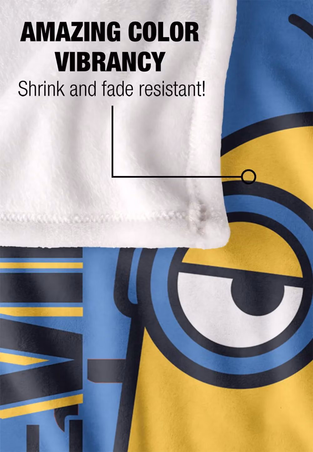 Universal Minions Kevin Blue Silky Touch Blanket in White and Blue, W: 152 cm, D: 127 cm – 4