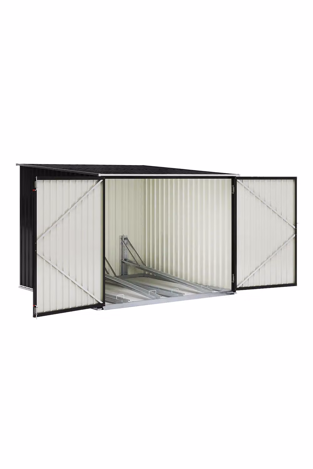 Living and Home Black Galvanised Metal Outdoor Bicycle Storage Shed W: 205.0 cm, D: 157.5 cm, H: 195.0 cm – 3