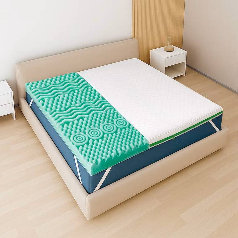 The White Stone Small Single Viscoelastic Memory Foam Mattress Topper in White with Removable Cover