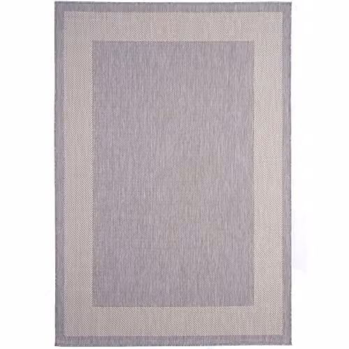 THE RUGS Grey Bordered Indoor and Outdoor Weatherproof Washable Rug, W/D/H: 230 x 160 x 0.3 cm – 3