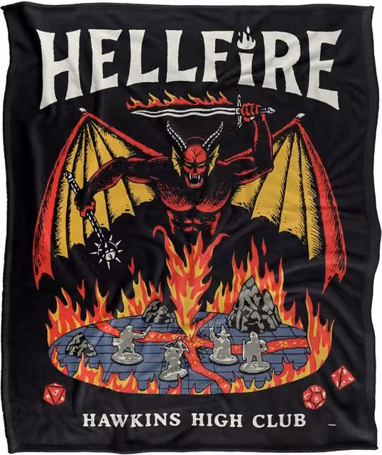 Stranger Things Hawkins Hellfire Super Soft Throw Blanket, Multicolour, W: 152 cm, D: 127 cm – 1