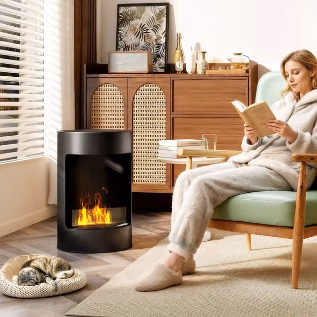 HOMCOM Black Bio Ethanol Fireplace Stove, 55.88 cm