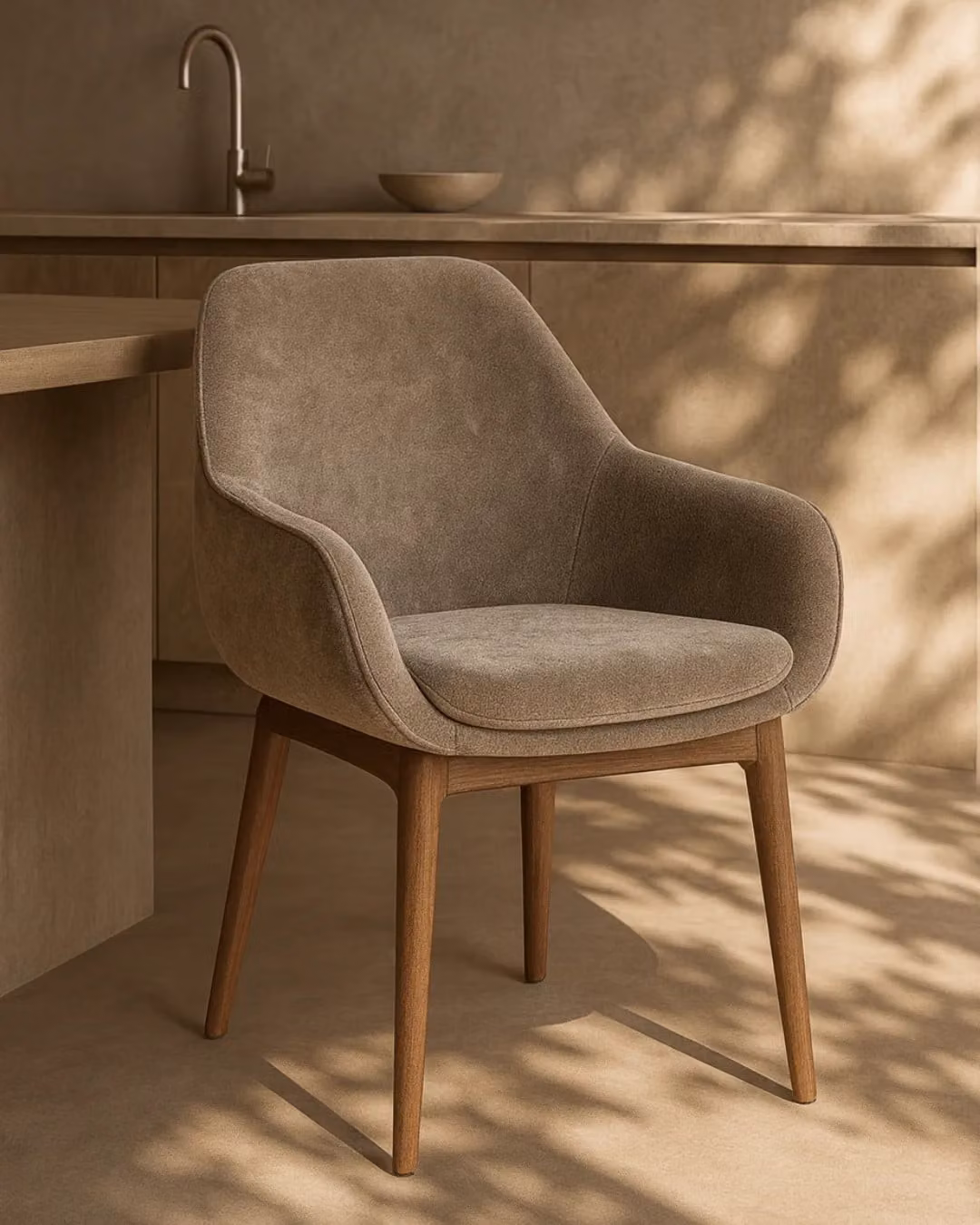 Tommy Franks Polanco Dining Chair in Grey Fabric with Birch and Walnut Wood