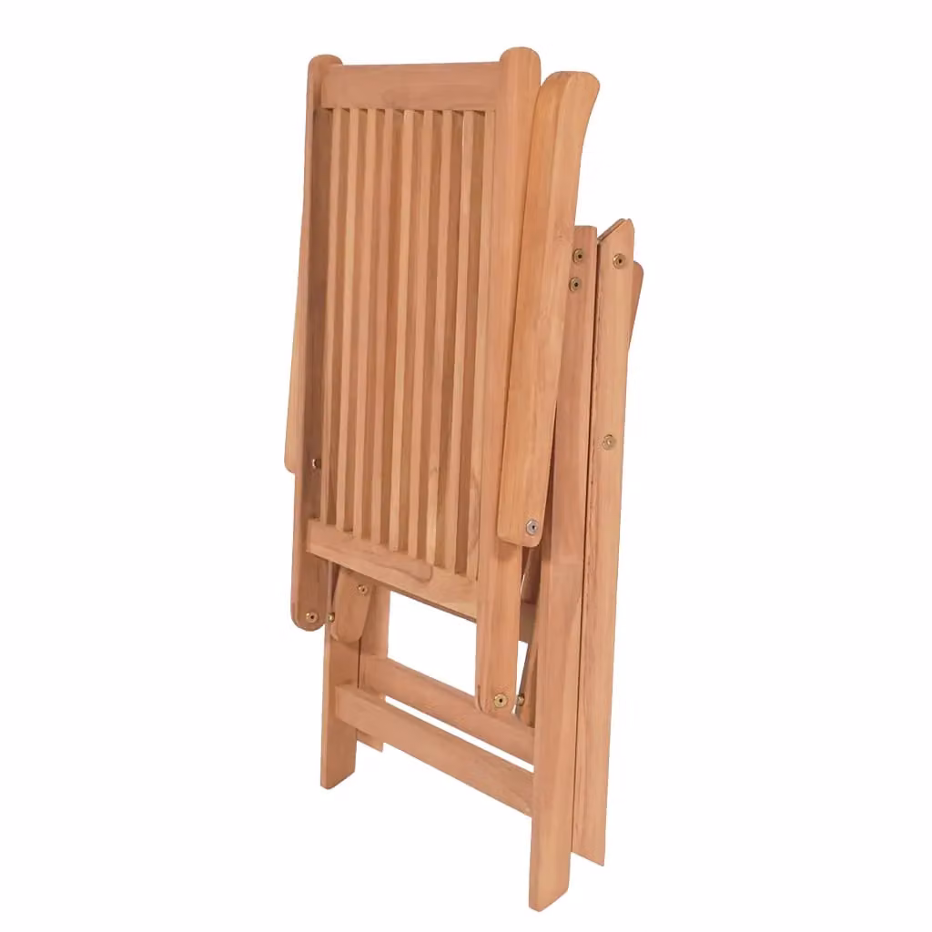 Berkfield Home Set of 4 Reclining Garden Chairs in Brown Solid Teak Wood – 2