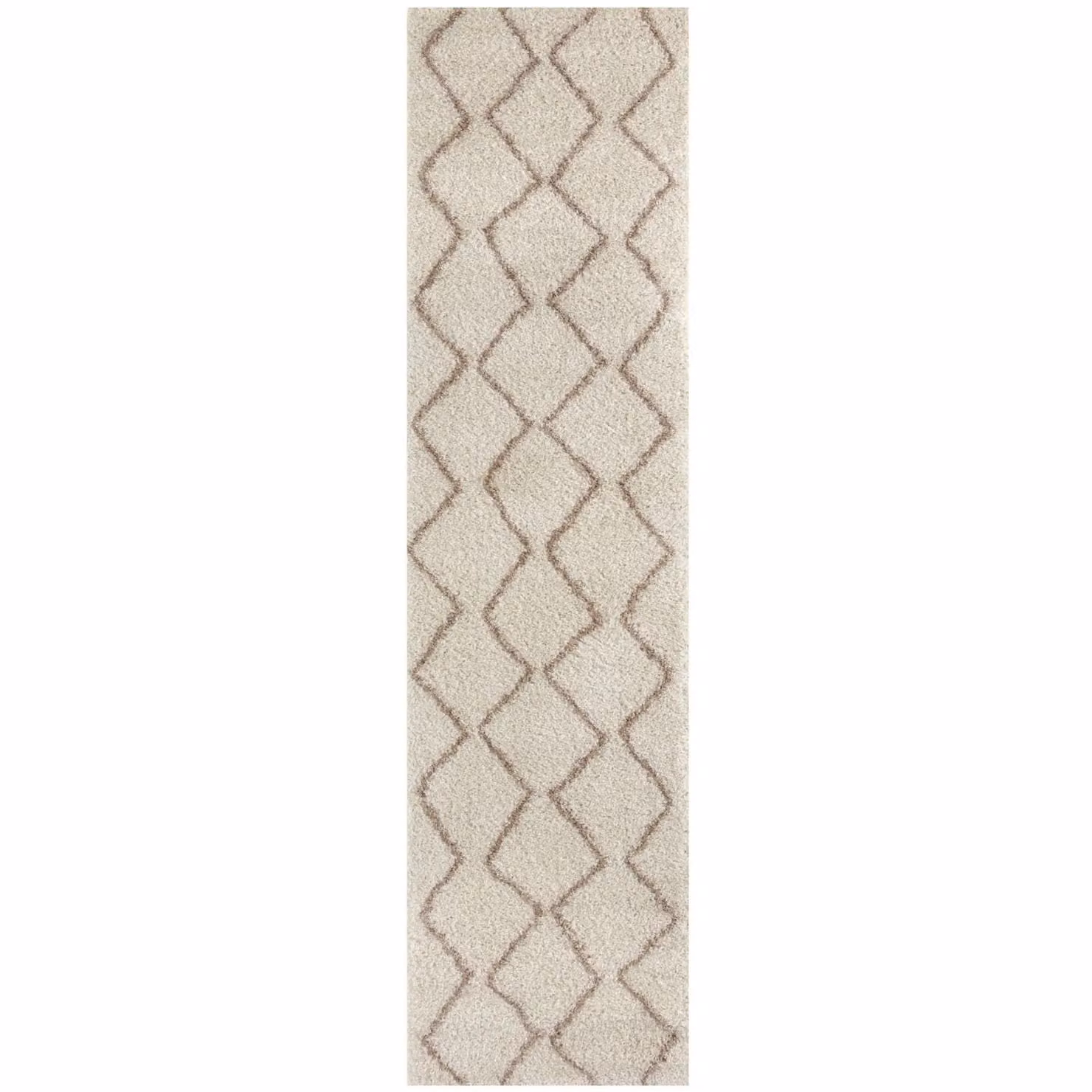 THE RUGS Moroccan Soft High Pile Shaggy Zigzag Rug in Ivory, W: 80 cm, L: 300 cm – 2