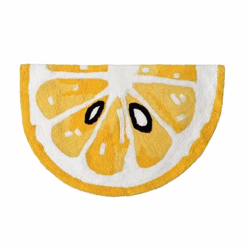 Mooky Mats Lemon Slice Semi Circle Bath Mat, Yellow, W: 80 cm, D: 50 cm – 1