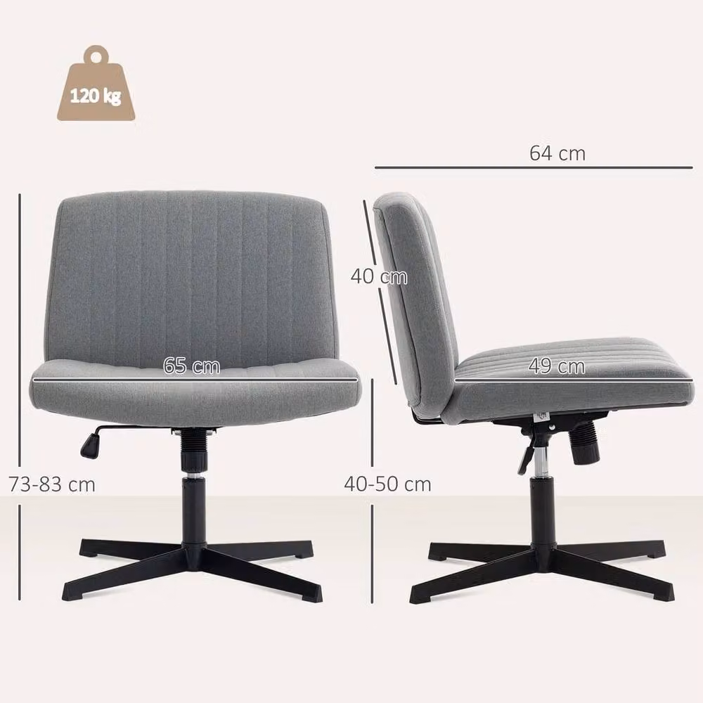 FLAVORA Grey Linen Criss Cross Legged Office Chair with Tilt Function and 360 Degree Swivel – 2