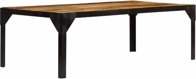 Berkfield Home Industrial Coffee Table in Brown Solid Rough Mango Wood and Steel, W: 110 cm
