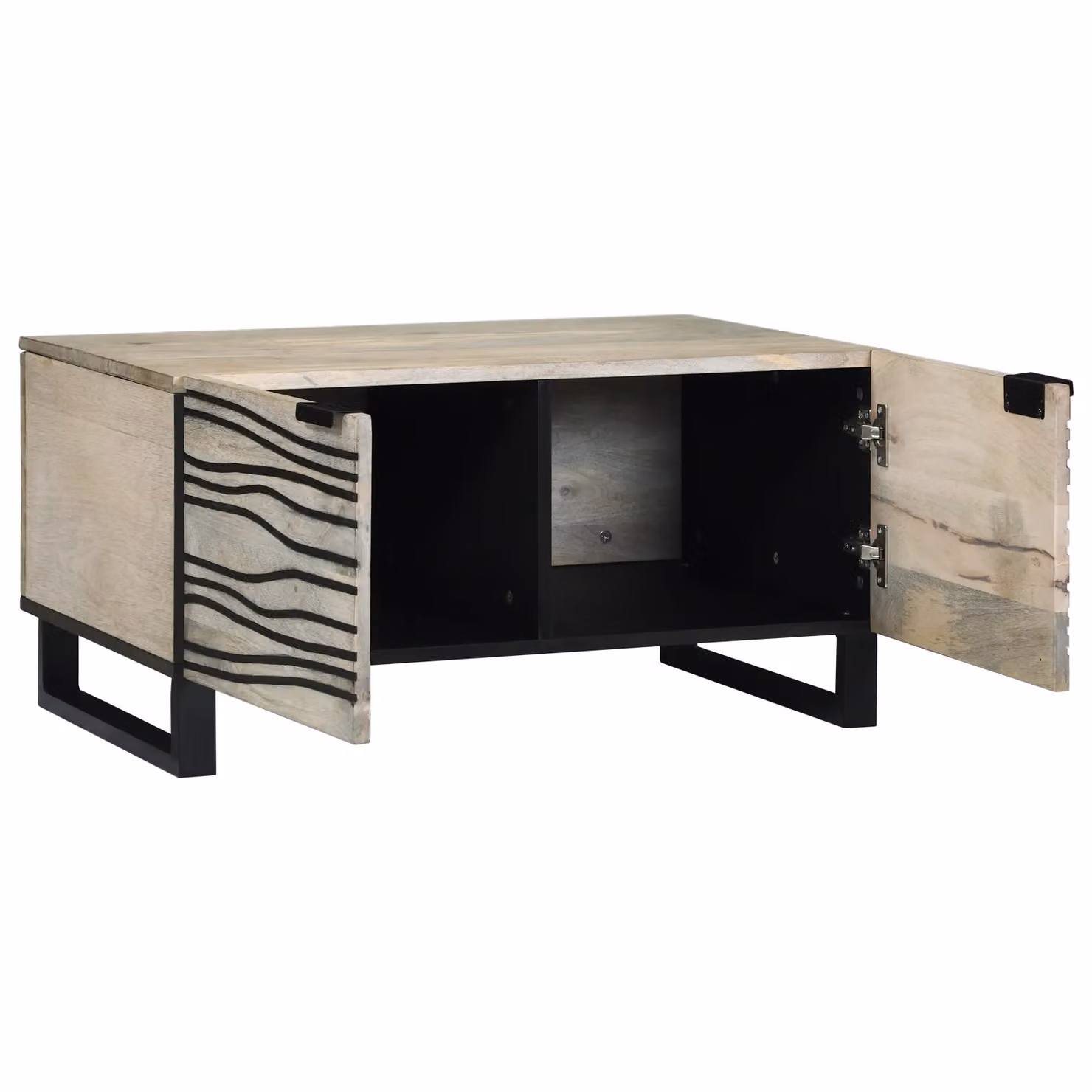 Berkfield Home Rustic Mango Wood Coffee Table in White and Black, W/D/H: 80 x 50 x 40 cm – 1
