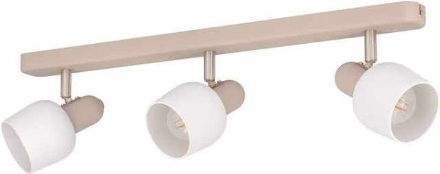 Eglo Corato Adjustable 3-Light Ceiling Spotlight in Sand and Metal with Glass Cylinders