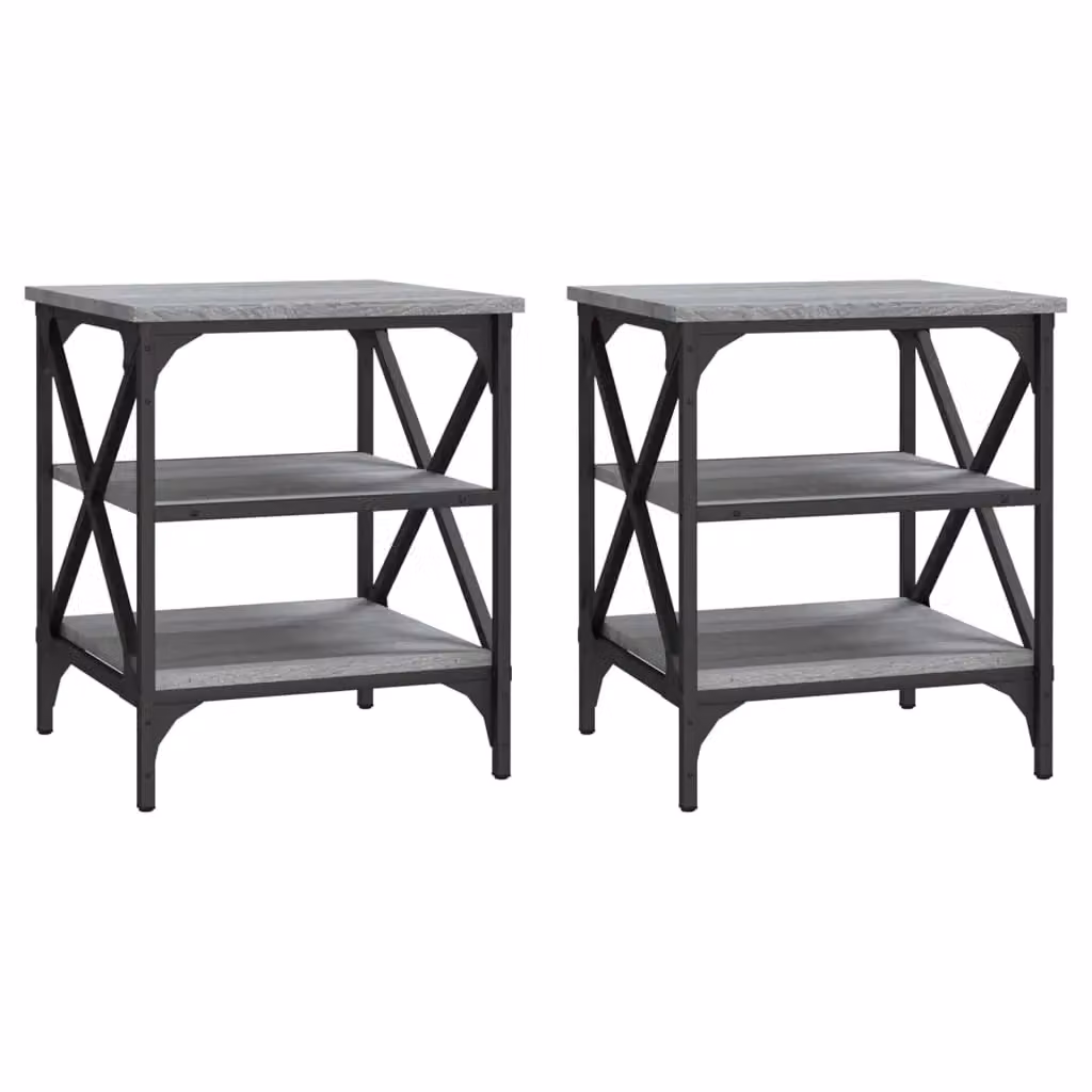Berkfield Home Set of 2 Grey Sonoma Side Tables in Engineered Wood, W/D/H: 40 x 42 x 50 cm – 2