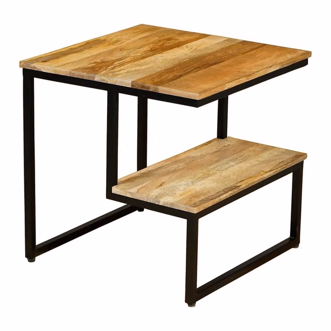 Jaipur Furniture Ltd Ravi Side Table in Brown Mango Wood and Black Metal, W/D/H: 50 x 50 x 50 cm – 2