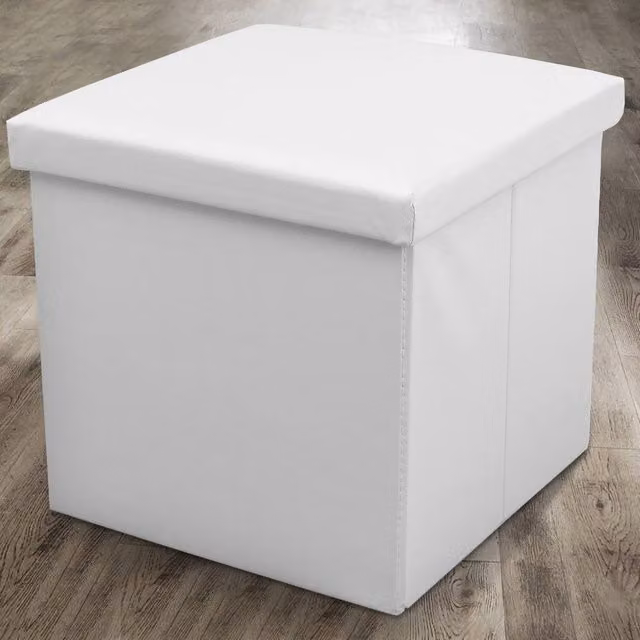 Home Republic Faux Leather Foldable Storage Ottoman in White – 1