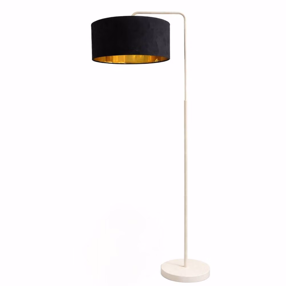 CGC Lighting Kyra Cream Angled Floor Lamp with 45 cm Black Fabric Lampshade – 2
