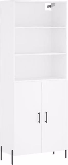 Berkfield Home Modern White Highboard with Hinged Doors and Internal Shelves, W/D/H: 69.5 x 34 x 180 cm